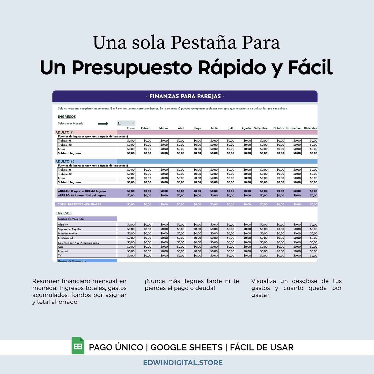Plantilla de Finanzas para Parejas